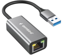 Проводной сетевой USB LAN адаптер Gembird NIC-U13, RJ45 10/100/1000/2500Mbps, USB 3.0, алюминий