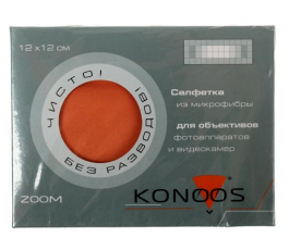 Салфетка из микрофибры Konoos KFS-1 для для оптики Zoom 12х12 см