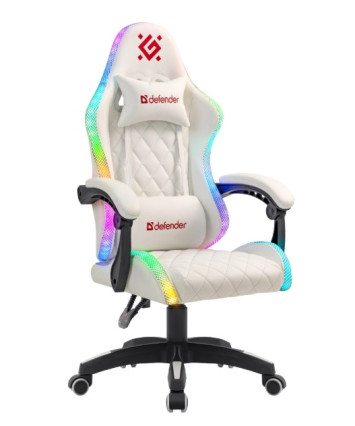 Кресло игровое Defender Energy, RGB, белый