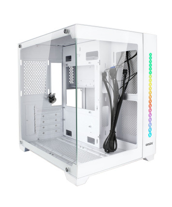 Корпус mATX кубик без БП Ginzzu V420 RGB, белый