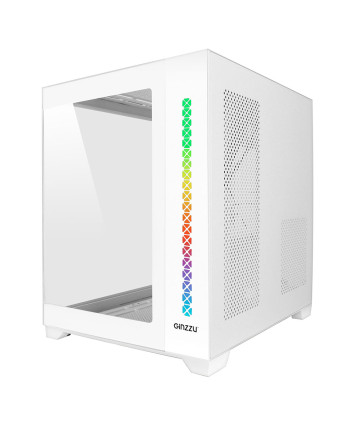 Корпус mATX кубик без БП Ginzzu V420 RGB, белый