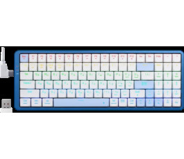 Клавиатура беспроводная механическая Redragon Eva Pro RU, RGB, BT+2.4G, белый/синий