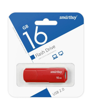 Флеш накопитель 16Gb USB 2.0 SmartBuy CLUE Red (SB16GBCLU-R)