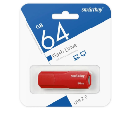 Флеш накопитель 64Gb USB 2.0 SmartBuy CLUE Red (SB64GBCLU-R)
