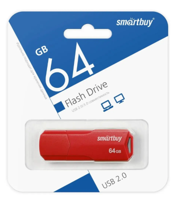 Флеш накопитель 64Gb USB 2.0 SmartBuy CLUE Red (SB64GBCLU-R)