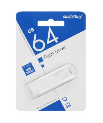 Флеш накопитель 64Gb USB 3.0 SmartBuy CLUE White (SB64GBCLU-W3)