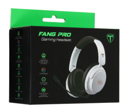 Беспроводная гарнитура игровая T-Line Fang Pro BT/2.4G, LED, белый