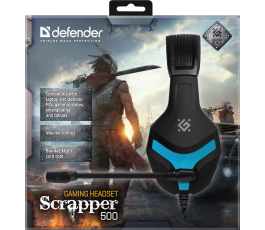 Гарнитура игровая Defender Scrapper 500, с микрофоном, чёрно-синий