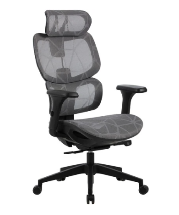 Кресло Cactus CS-MC555-GY черный/серый сетка с подголов. крестов. пластик пластик черный
