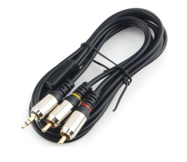 Кабель Audio 3.5мм/2*RCA Male-Male 1.5м Cablexpert CCAB-02-35M2RM-1.5MB PRO-серия, черный