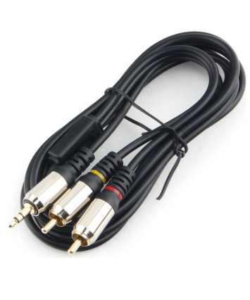 Кабель Audio 3.5мм/2*RCA Male-Male 1.5м Cablexpert CCAB-02-35M2RM-1.5MB PRO-серия, черный