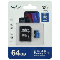 Карта памяти microSDXC UHS-I Card 64Gb Netac P500 (NT02P500STN-064G-R) (с адаптером)