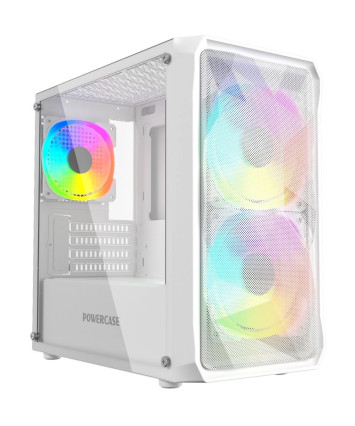 Корпус mATX без БП Powercase Micro A3W ARGB (CMMAW-A3) белый