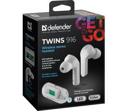 Bluetooth Гарнитура Defender Twins 916 белый,TWS