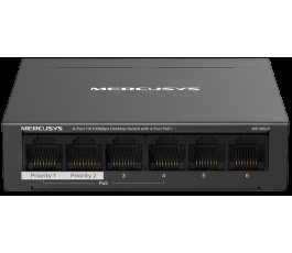 Коммутатор Mercusys MS106LP 6port, неуправляемый, PoE