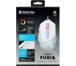 Мышь игровая Defender Furia GM-543, USB, белый