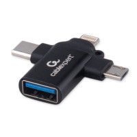 Переходник USB OTG, AF/Type-C(M)+MicroUSB(M)+Lightning(M) Cablexpert A-USB3.1-AF-3in1
