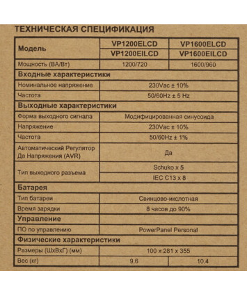 Источник бесперебойного питания CyberPower VP1600EILCD