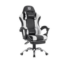 Кресло игровое Defender Tios черный/белый, подножка