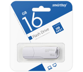 Флеш накопитель 16Gb USB 2.0 SmartBuy CLUE White (SB16GBCLU-W)