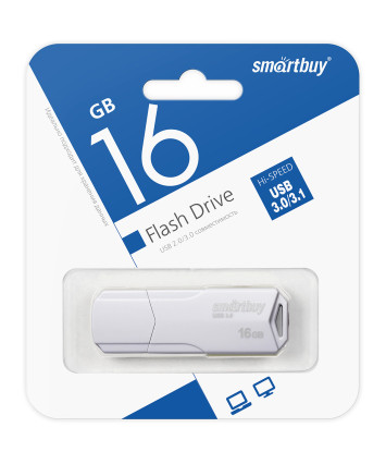 Флеш накопитель 16Gb USB 2.0 SmartBuy CLUE White (SB16GBCLU-W)