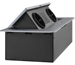 Розетка Cactus CS-SOCKET-EU/USBA-GY, для столешницы, 26.5x11.8x6.5см, серый
