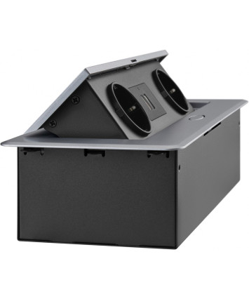 Розетка Cactus CS-SOCKET-EU/USBA-GY, для столешницы, 26.5x11.8x6.5см, серый