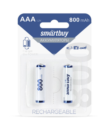 Аккумуляторные батарейки AAA Smartbuy 800mAh SBBR-3A02BL800 2шт