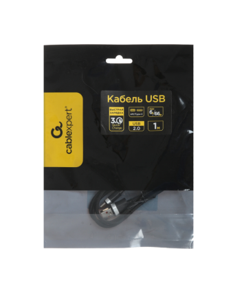 Кабель USB - Type-C Cablexpert CCP-USB2-AMCM-66W-1M, 6A, 66Вт, QC3.0, медь, 1м, черный