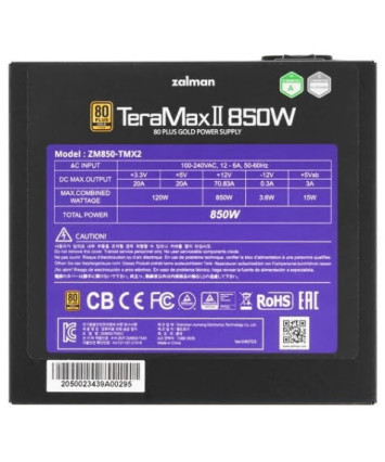 Блок питания 850W Zalman ZM850-TMX2SE, 80+ Gold, модульный