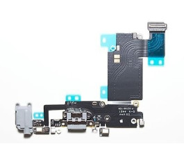 Шлейф для iPhone 6 Plus + разъем зарядки + разъем гарнитуры + микрофон (серый)
