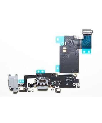 Шлейф для iPhone 6 Plus + разъем зарядки + разъем гарнитуры + микрофон (серый)