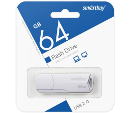 Флеш накопитель 64Gb USB 2.0 SmartBuy CLUE White (SB64GBCLU-W)