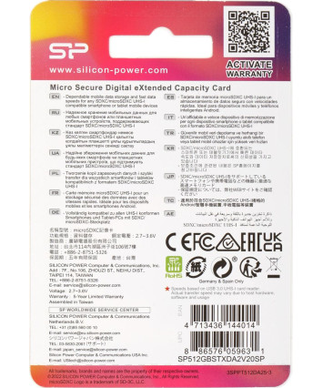 Карта памяти MicroSDXC UHS-I Card 512GB Silicon Power Superior (SP512GBSTXDA2V20SP) (с адаптером) Карта памяти MicroSDXC UHS-I Card 512GB Silicon Power Superior (SP512GBSTXDA2V20SP) (с адаптером)