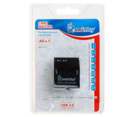 Картридер внешний Smartbuy 713 , USB 2.0, черный