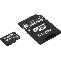 Карта памяти MicroSDXC UHS-I Card 64Gb Smartbuy (c адаптером)