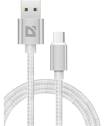 Кабель USB Type-C F85, 1m, DEFENDER, white