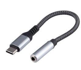 Переходник USB Type-C/Jack3.5F+Type-C(F), Cablexpert, 0.15м, серый CCA-UC3.5F-AL