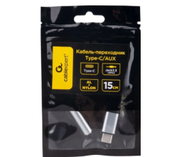 Переходник USB Type-C/Jack3.5F+Type-C(F), Cablexpert, 0.15м, серый CCA-UC3.5F-AL