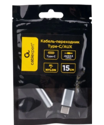 Переходник USB Type-C/Jack3.5F+Type-C(F), Cablexpert, 0.15м, серый CCA-UC3.5F-AL Переходник USB Type-C/Jack3.5F+Type-C(F), Cablexpert, 0.15м, серый CCA-UC3.5F-AL