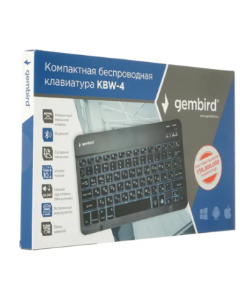 Клавиатура беспроводная Gembird KBW-4N, Bluetooth, подсветка 7 цветов, черный