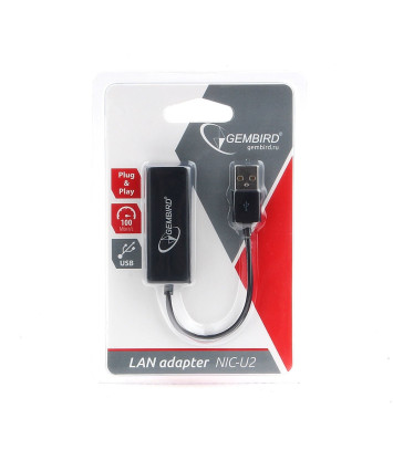 Проводной сетевой USB LAN адаптер Gembird NIC-U2, RJ45 100Mbps USB 2.0