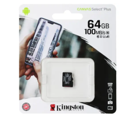 Карта памяти MicroSDXC UHS-I Card 64Gb Kingston Canvas Select Plus Class10 (без адаптера)