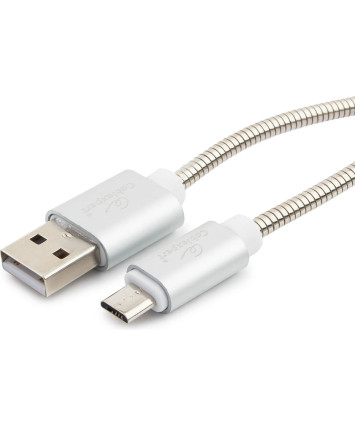 Кабель USB - microUSB Cablexpert CC-G-mUSB02S-1M, 1m, серебро