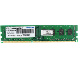 Модуль памяти DDR3 4Gb PC12800 1600Mhz Patriot (PSD34G16002)