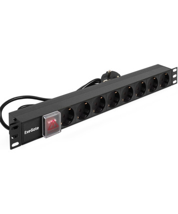 Блок розеток горизонтальный ExeGate PDU-19H804 AL-8S-EU2.5-SW 19" 1U