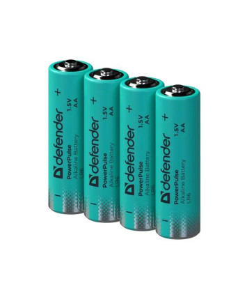 Батарейка Defender алкалиновая LR6-4BL AA, PowerPulse, 4шт, в блистере