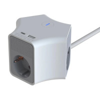Сетевой фильтр RITMIX RM-231C, 3 розетки, USB+TypeC, 2м, белый