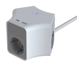Сетевой фильтр RITMIX RM-231C, 3 розетки, USB+TypeC, 2м, белый