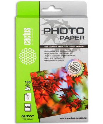 Фотобумага Cactus А6 Глянцевая 180г/м 100л 10x15 (CS-GA6180100)